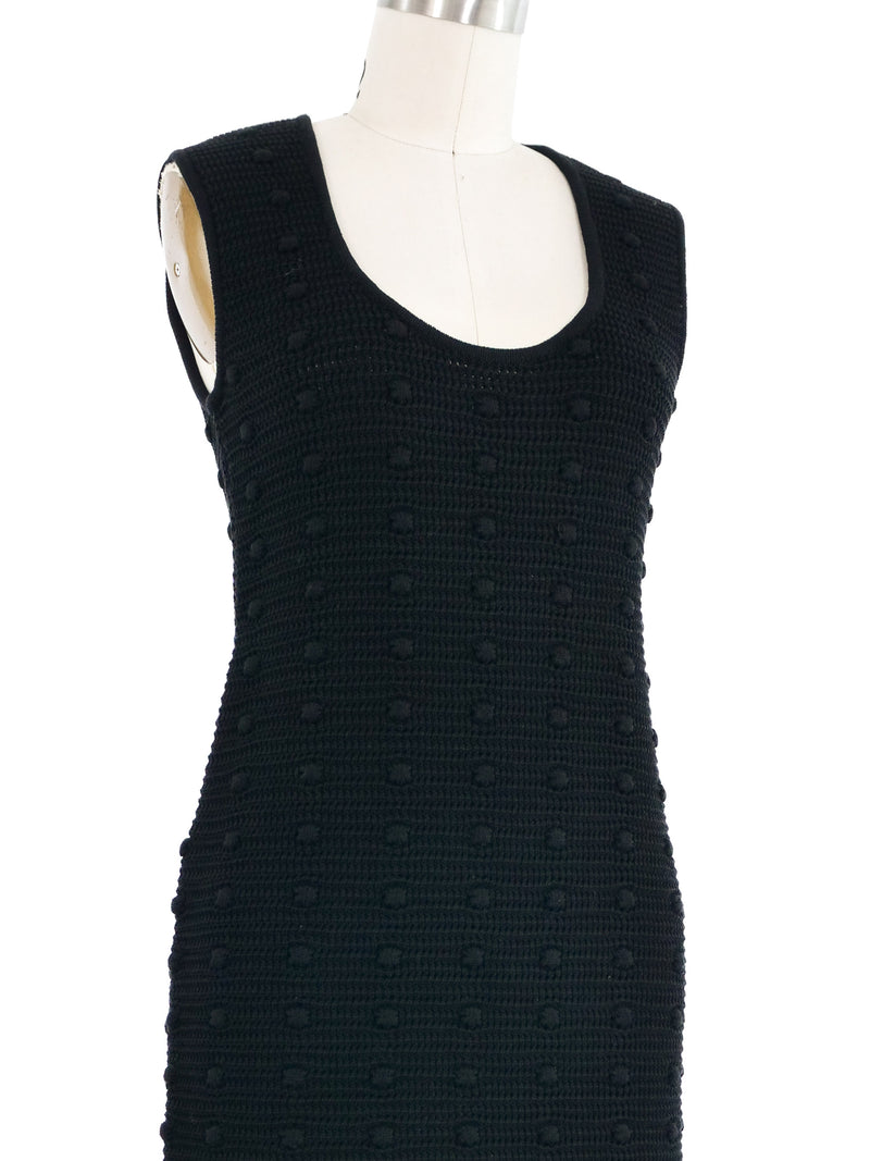 2021 Bottega Veneta Black Knit Pom Pom Dress