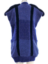 Fur Trimmed Navy Sweater Vest