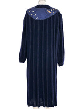 Navy Moon Applique Art to Wear Maxi Cardigan