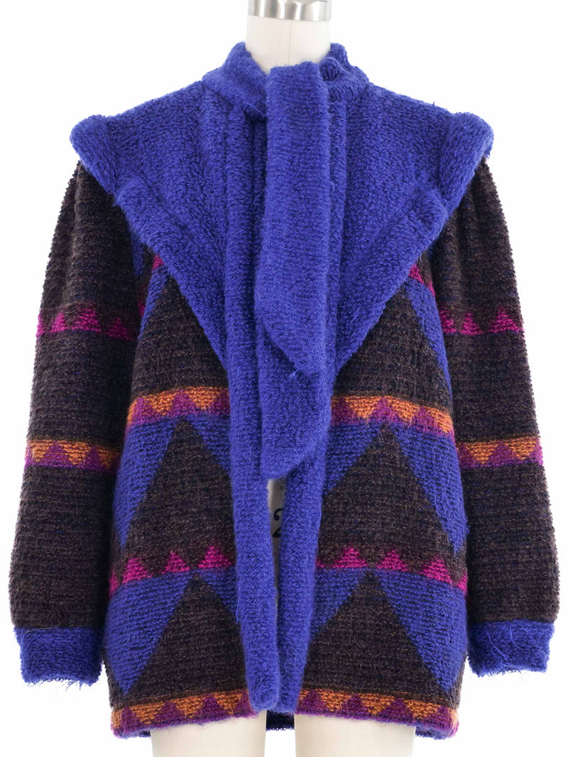 1980s Escada Southwestern Boucle Knit Jacket