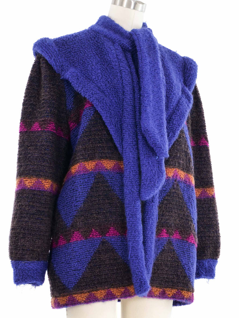 1980s Escada Southwestern Boucle Knit Jacket