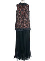 1960s Raffia Trimmed Pleated Jumpsuit