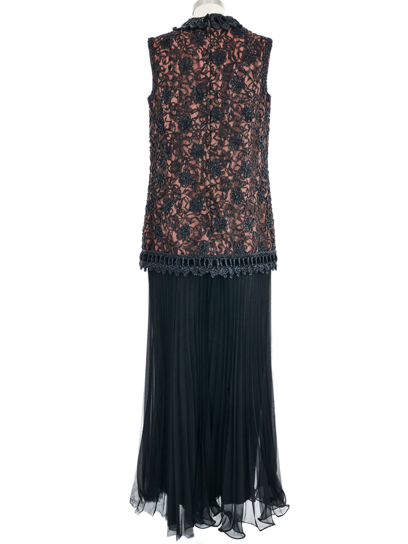 1960s Raffia Trimmed Pleated Jumpsuit