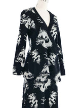 1970s Giorgio di Sant'Angelo Dragon Intarsia Knit Skirt Ensemble
