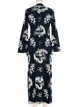 1970s Giorgio di Sant'Angelo Dragon Intarsia Knit Skirt Ensemble