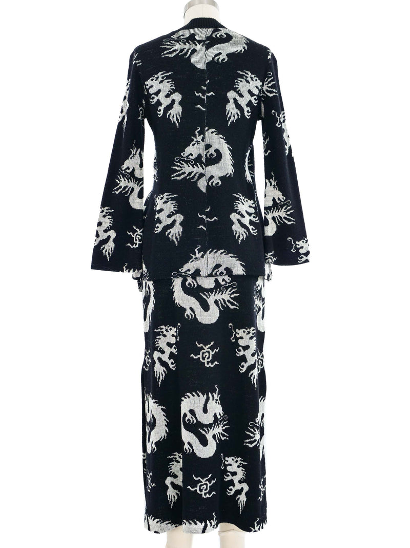 1970s Giorgio di Sant'Angelo Dragon Intarsia Knit Skirt Ensemble