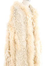 Shearling Trimmed Knit Poncho Shawl