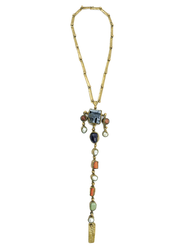 Pal Kepenyes Coral and Stone Drop Necklace Jewelry arcadeshops.com