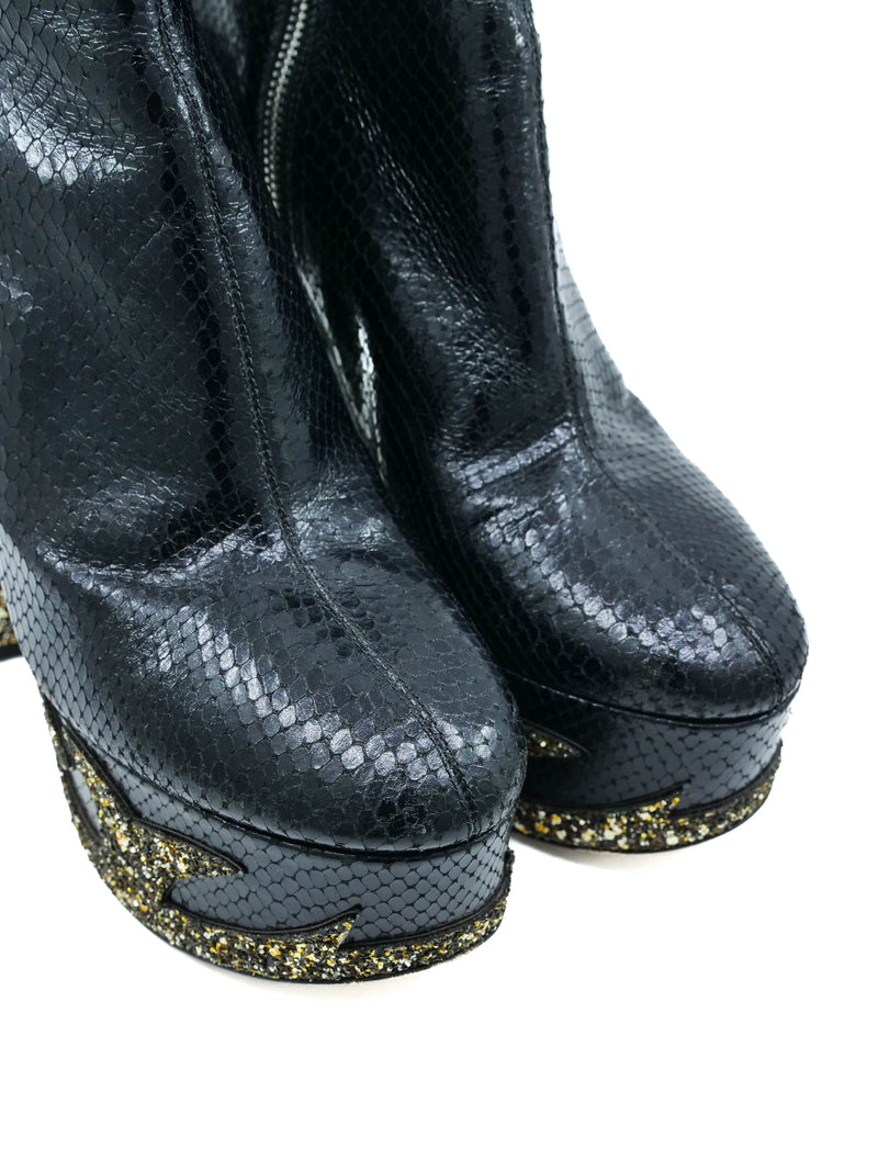Marc Jacobs Embossed Snakeskin Stasha Boots, 40 Accessory arcadeshops.com