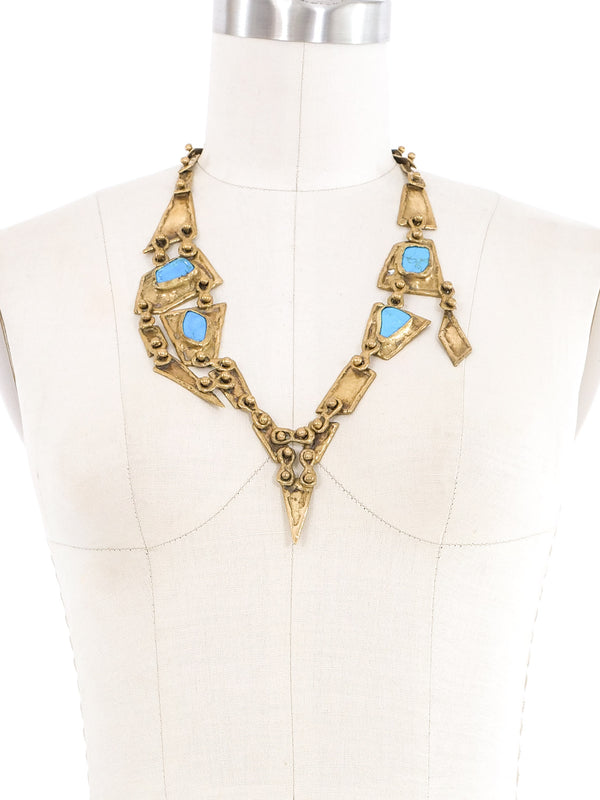 Pal Kepenyes Brutalist Turquoise Collar Necklace Jewelry arcadeshops.com