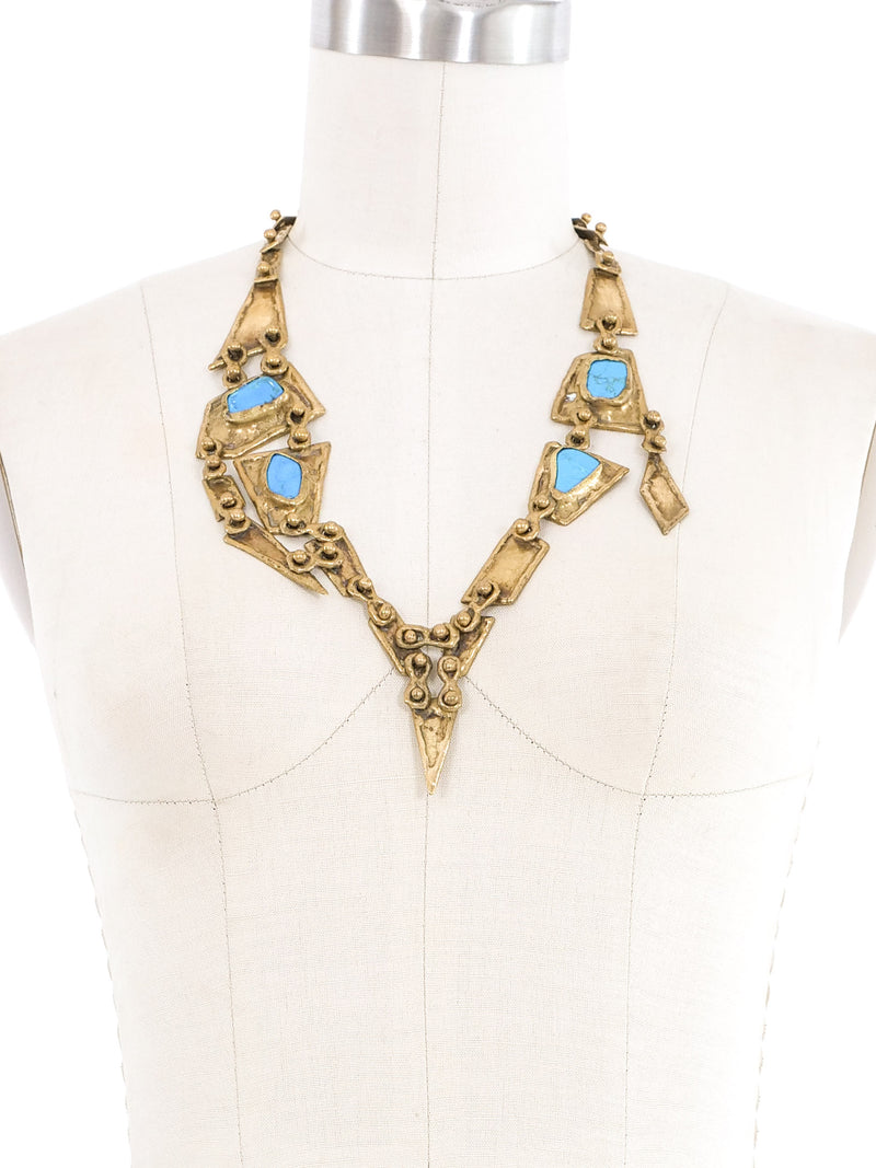 Pal Kepenyes Brutalist Turquoise Collar Necklace Jewelry arcadeshops.com