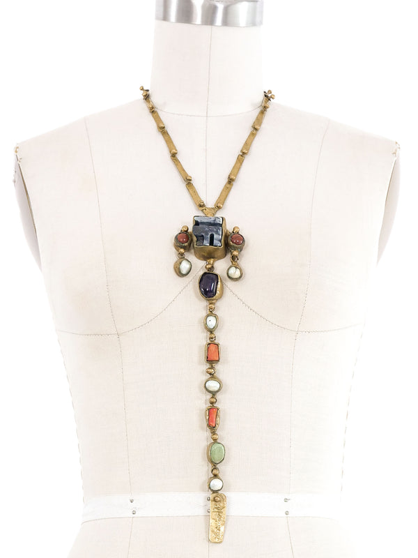 Pal Kepenyes Coral and Stone Drop Necklace Jewelry arcadeshops.com