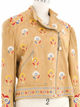 2004 Christian Dior Embroidered Suede Moto Jacket Jacket arcadeshops.com