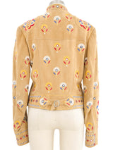 2004 Christian Dior Embroidered Suede Moto Jacket Jacket arcadeshops.com