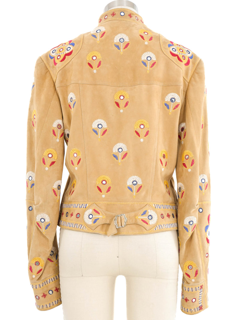 2004 Christian Dior Embroidered Suede Moto Jacket Jacket arcadeshops.com