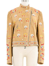 2004 Christian Dior Embroidered Suede Moto Jacket Jacket arcadeshops.com