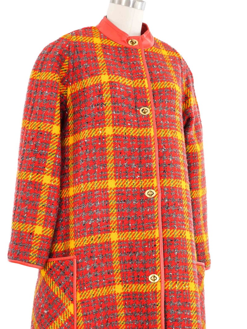 1960s Bonnie Cashin Red Houndstooth Coat Outerwear arcadeshops.com