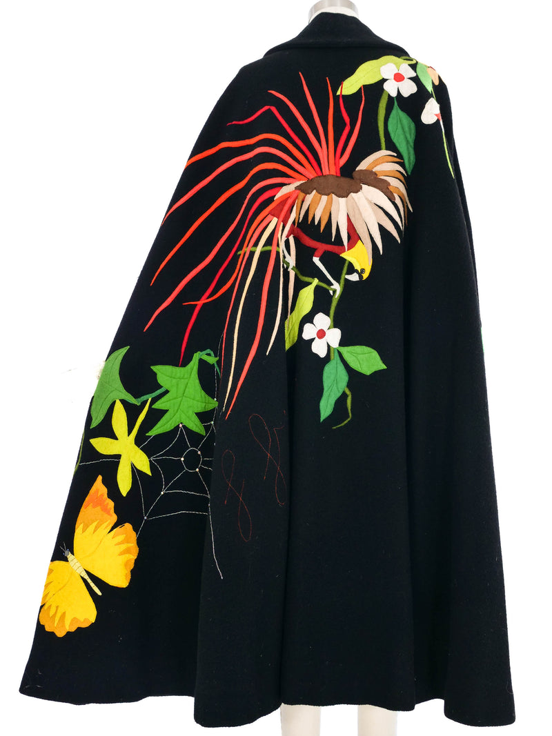 Bird of Paradise Art to Wear Applique Cape Outerwear arcadeshops.com