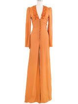 1970s Ossie Clark Pumpkin Crepe Jumpsuit Suit arcadeshops.com
