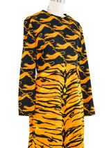 1970s Oleg Cassini Tiger Printed Dress Dress arcadeshops.com