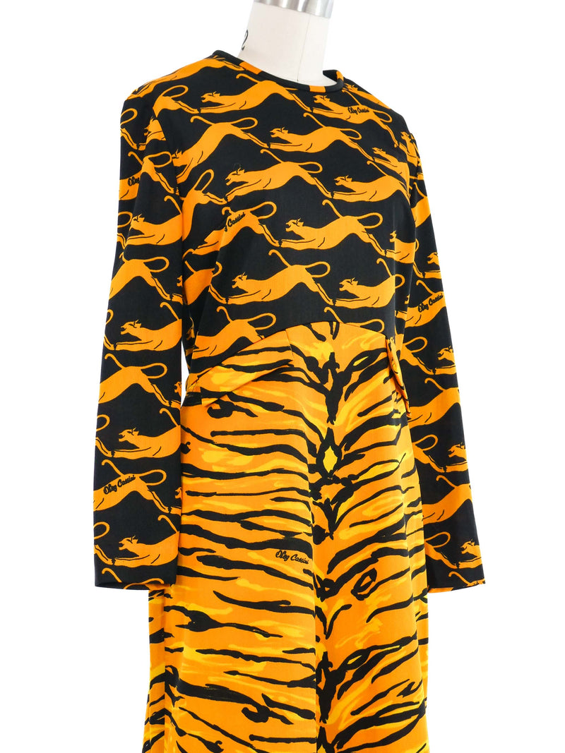 1970s Oleg Cassini Tiger Printed Dress Dress arcadeshops.com