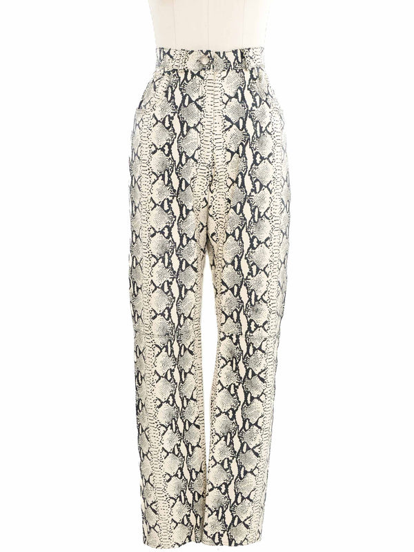 Perry Ellis Snake Print Leather Trousers Bottom arcadeshops.com