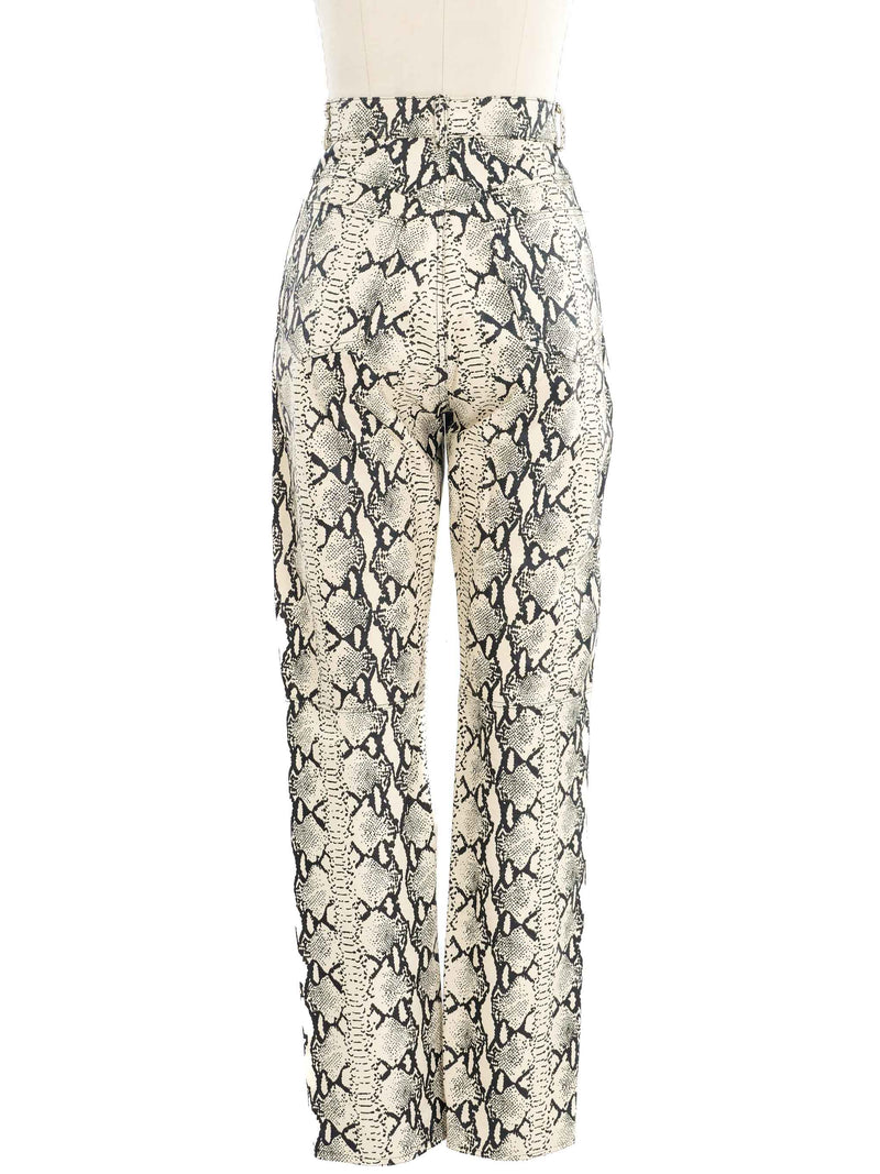 Perry Ellis Snake Print Leather Trousers Bottom arcadeshops.com