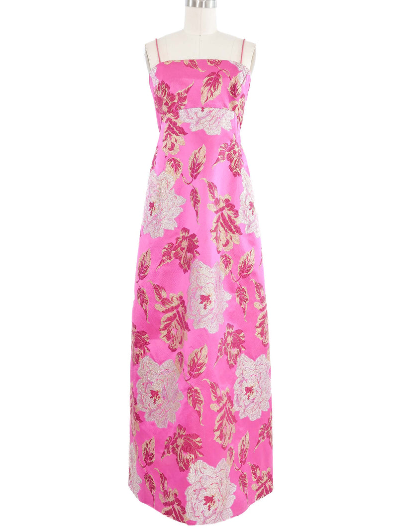 1960s Malcolm Starr Metallic Floral Jacquard Dress Dress arcadeshops.com