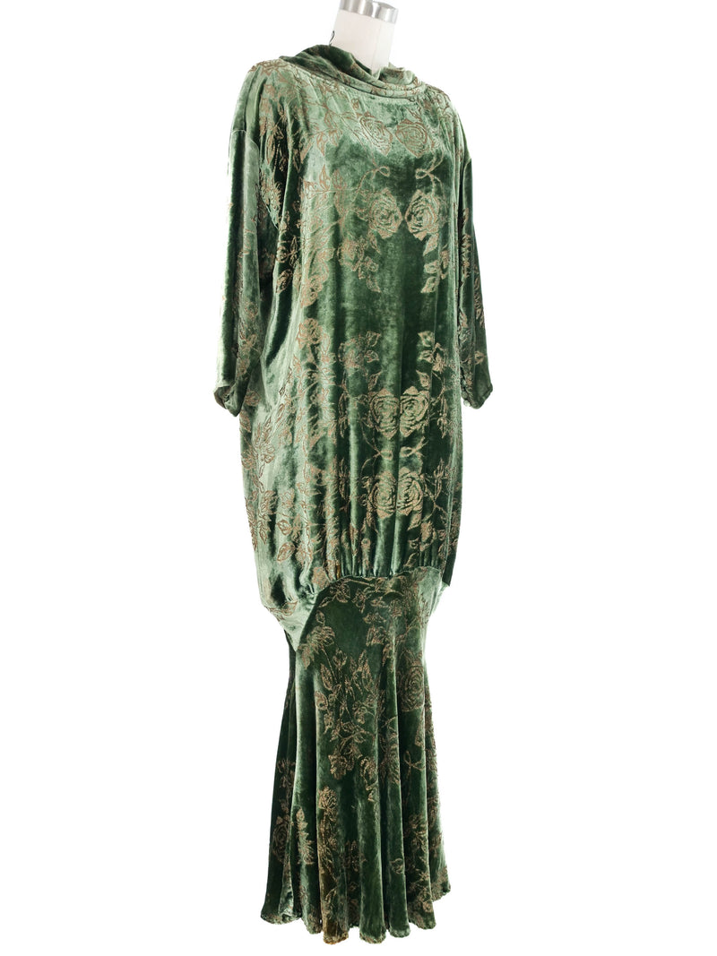 Patricia Lester Painted Velvet Drop Waist Gown Dress arcadeshops.com