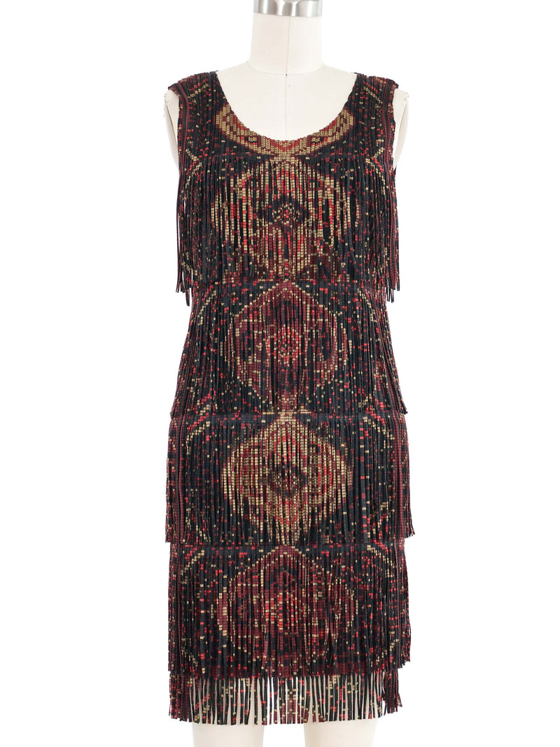 Issey Miyake Pleats Please Fringe Print Mini Dress Dress arcadeshops.com