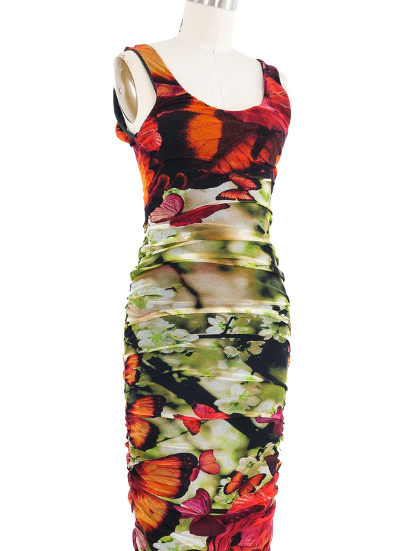 Jean Paul Gaultier Butterfly Print Mesh Dress Dress arcadeshops.com