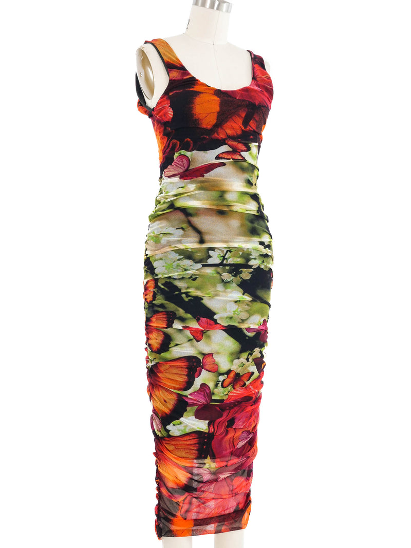 Jean Paul Gaultier Butterfly Print Mesh Dress Dress arcadeshops.com