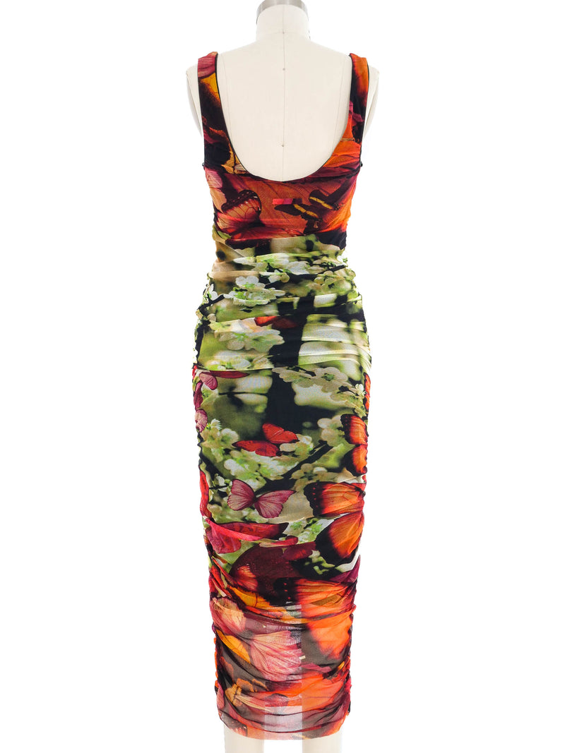 Jean Paul Gaultier Butterfly Print Mesh Dress Dress arcadeshops.com