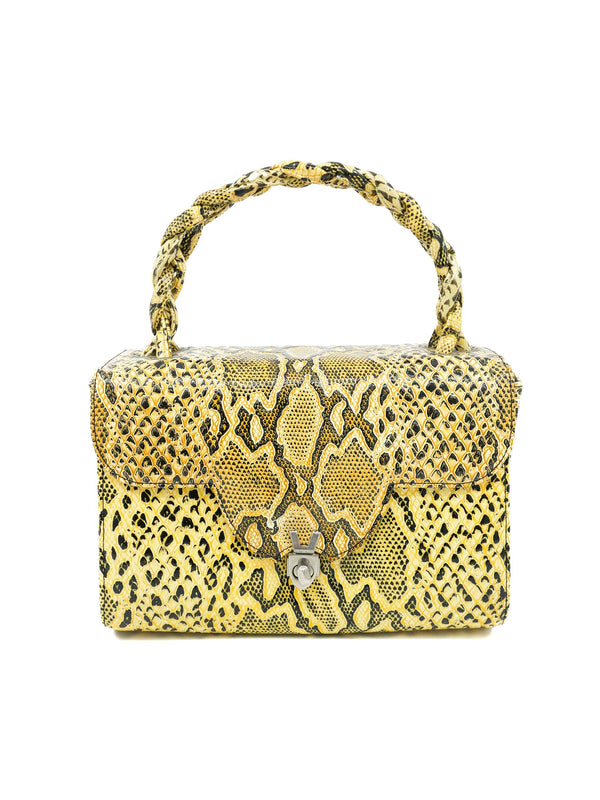 1960s Yellow Embossed Snake Box Bag Accessory arcadeshops.com