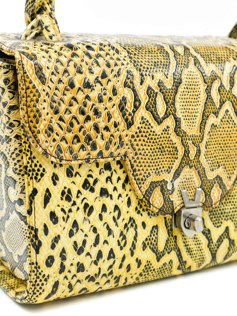 1960s Yellow Embossed Snake Box Bag Accessory arcadeshops.com
