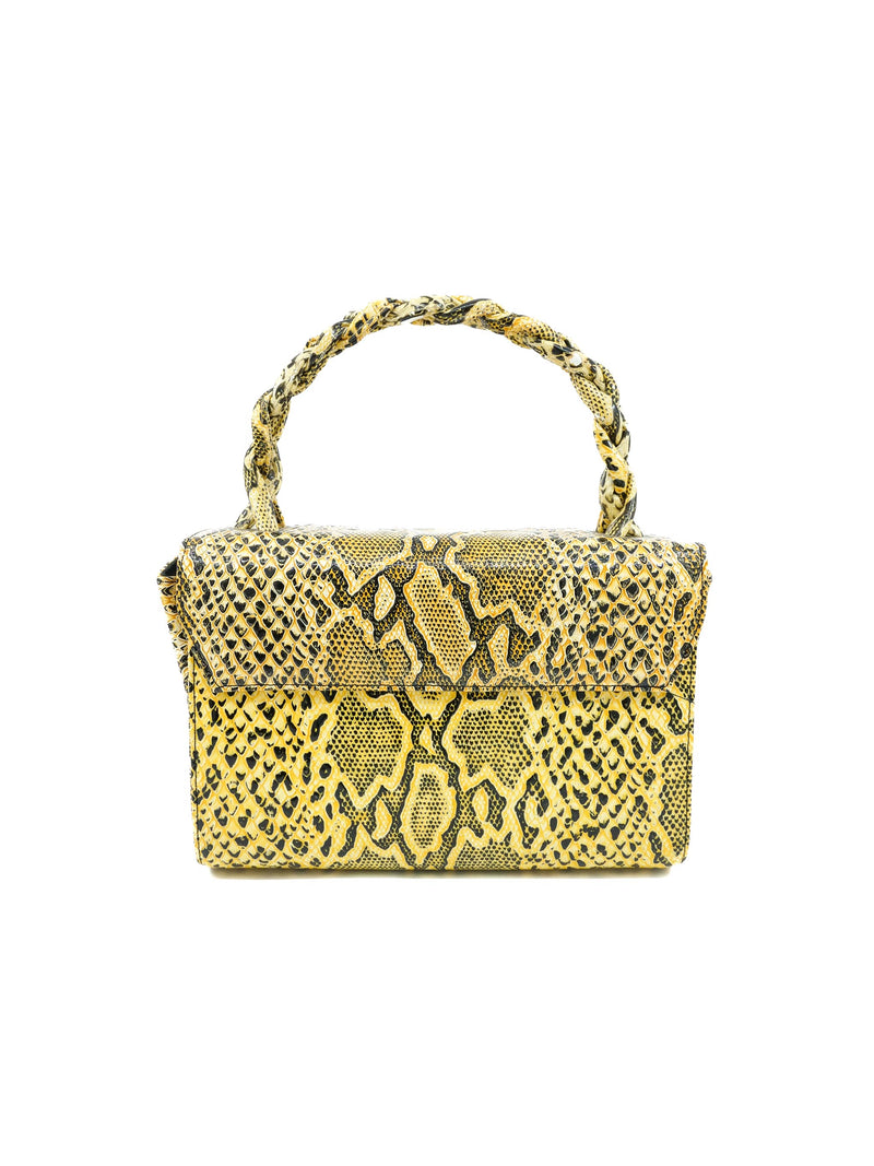 1960s Yellow Embossed Snake Box Bag Accessory arcadeshops.com