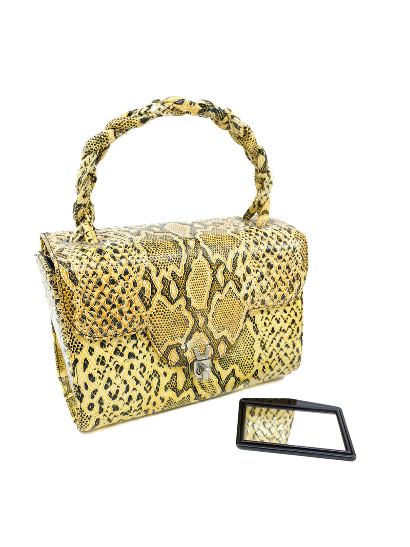 1960s Yellow Embossed Snake Box Bag Accessory arcadeshops.com