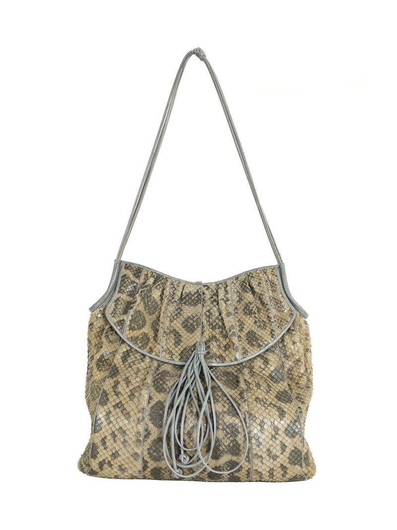 Judith Leiber Taupe Python Shoulder Bag Accessory arcadeshops.com