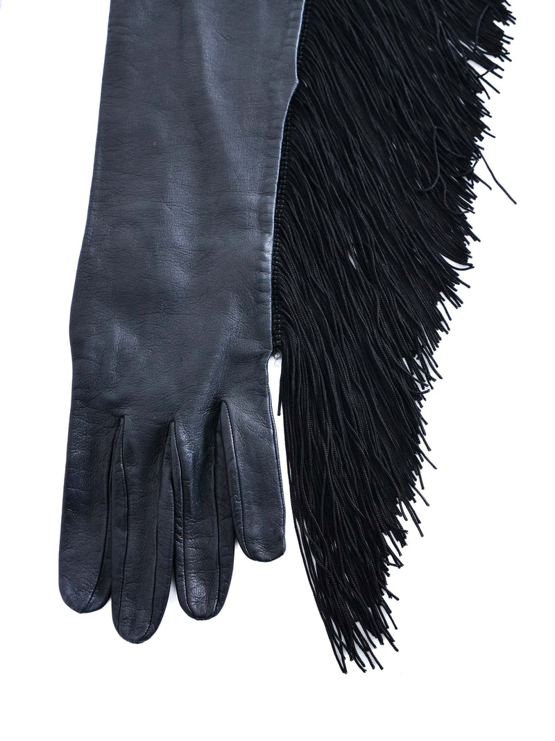 Gianni Versace Fringe Leather Opera Gloves Accessory arcadeshops.com