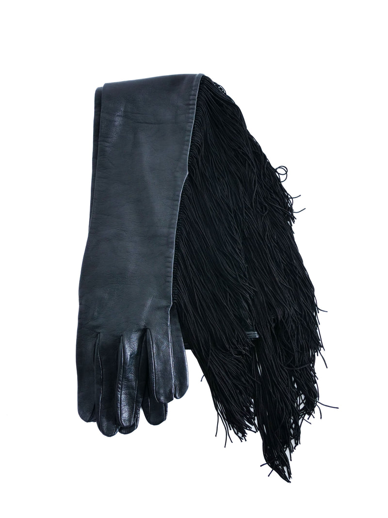 Gianni Versace Fringe Leather Opera Gloves Accessory arcadeshops.com