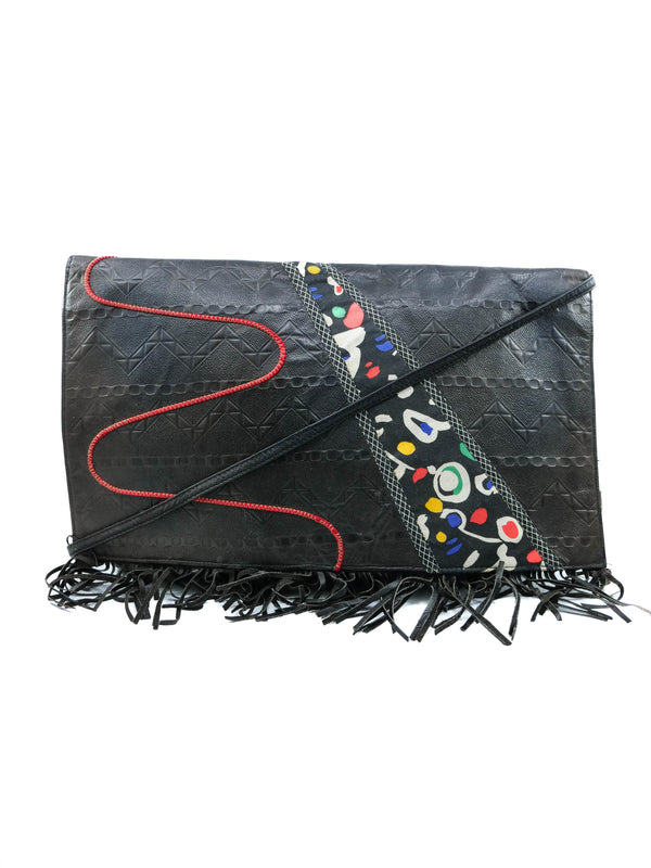 1980s Koos Van Den Akker Mixed Leather Oversized Clutch Accessory arcadeshops.com