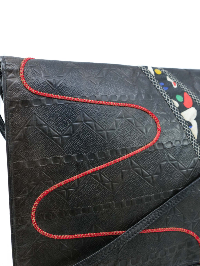 1980s Koos Van Den Akker Mixed Leather Oversized Clutch Accessory arcadeshops.com