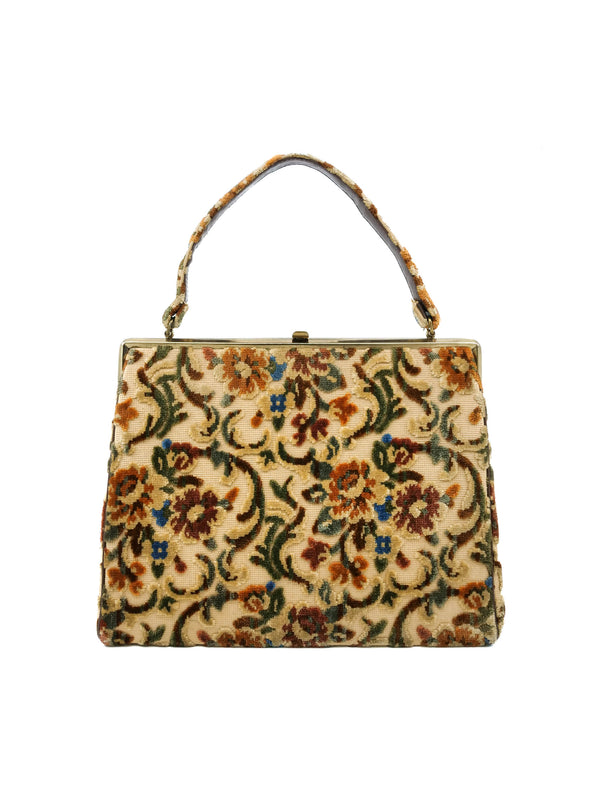 Beige Floral Tapestry Bag