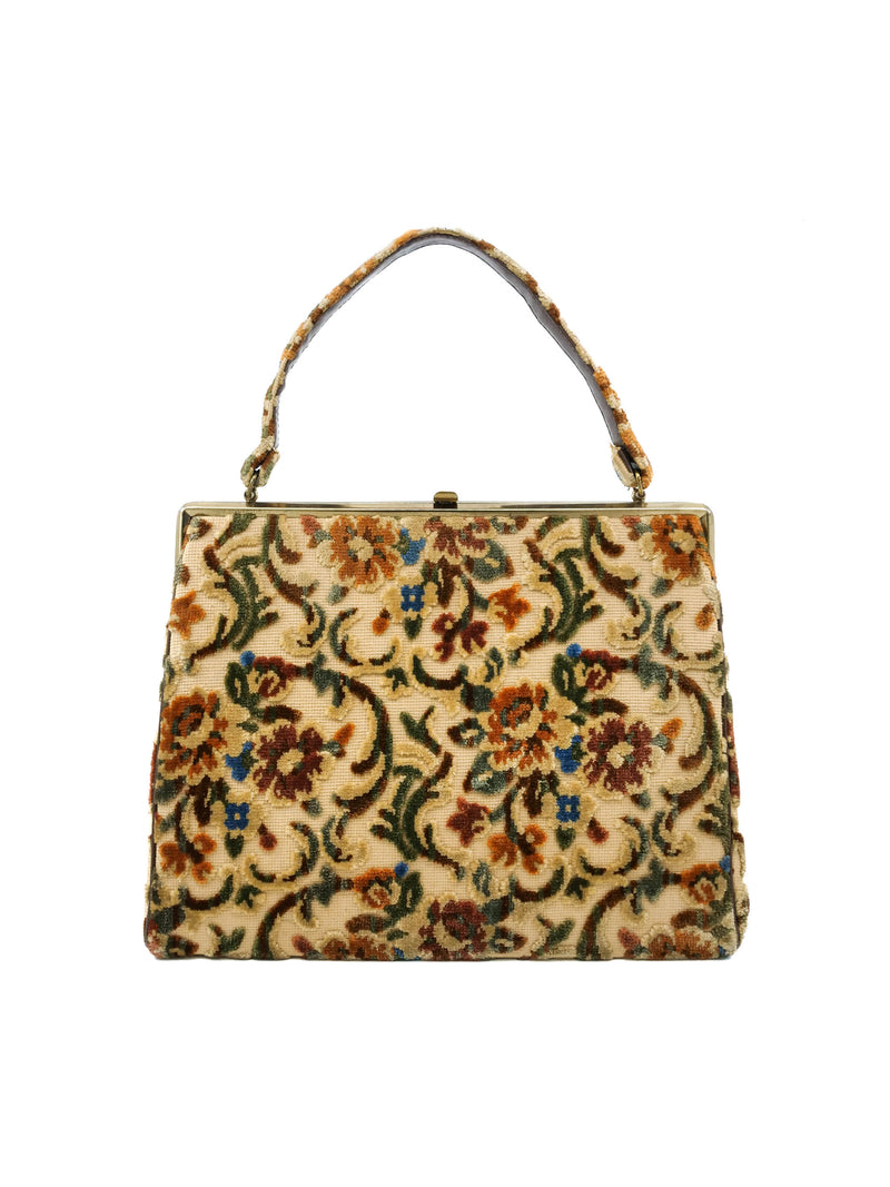 Beige Floral Tapestry Bag