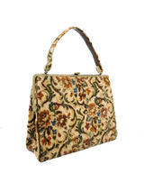 Beige Floral Tapestry Bag
