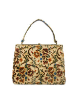 Beige Floral Tapestry Bag