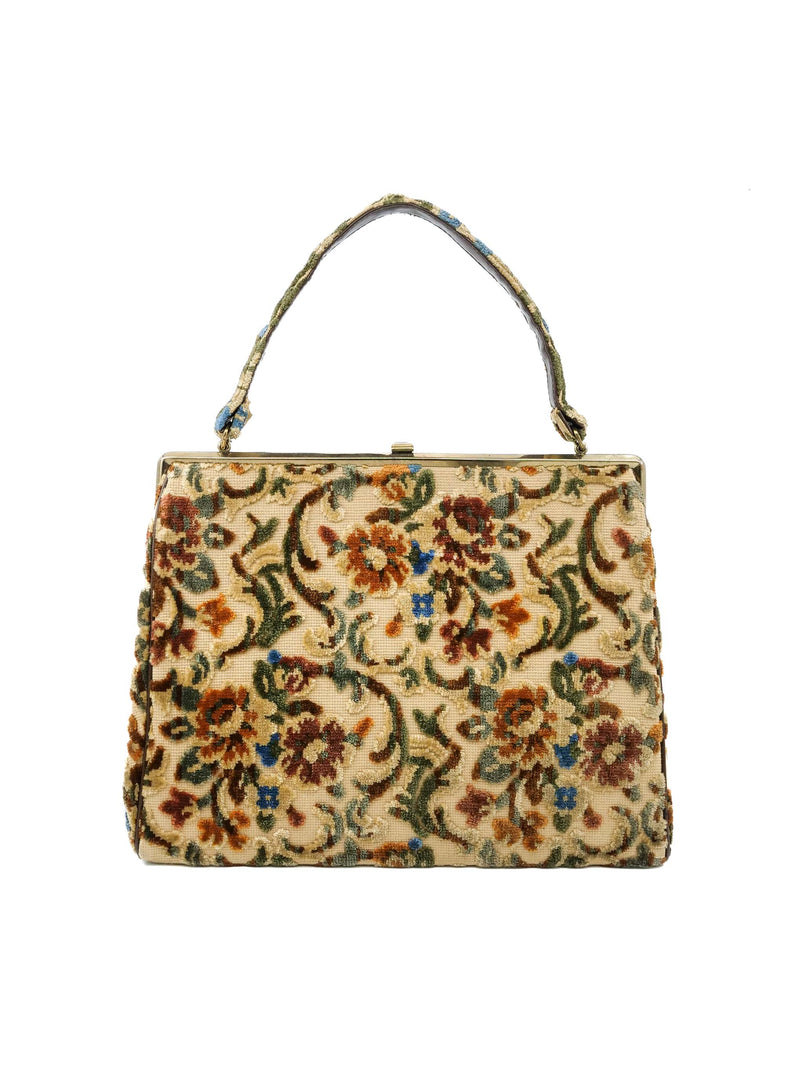 Beige Floral Tapestry Bag