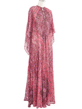 Pink Floral Block Printed Indian Caftan Dress