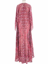 Pink Floral Block Printed Indian Caftan Dress