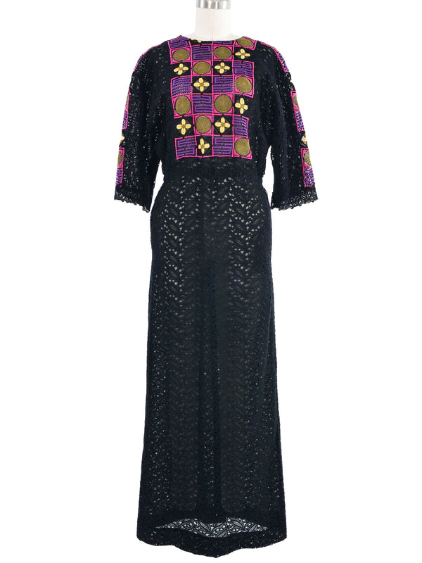 2014 Valentino Floral Eyelet Lace Maxi Dress Dress arcadeshops.com
